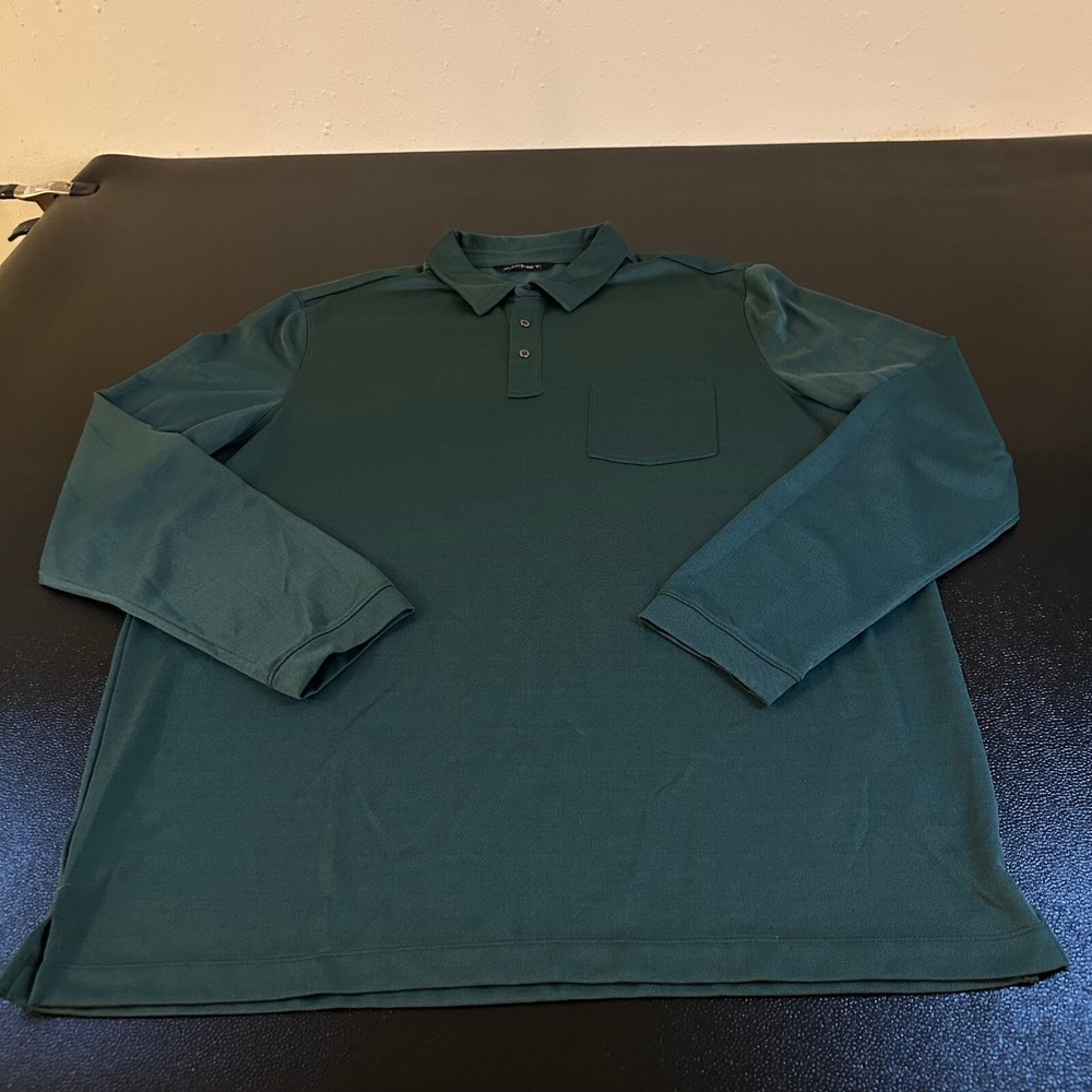 Axist Long Sleeve Polo Shirt Mens Extra Large Tall XLT Green Chest Pocket